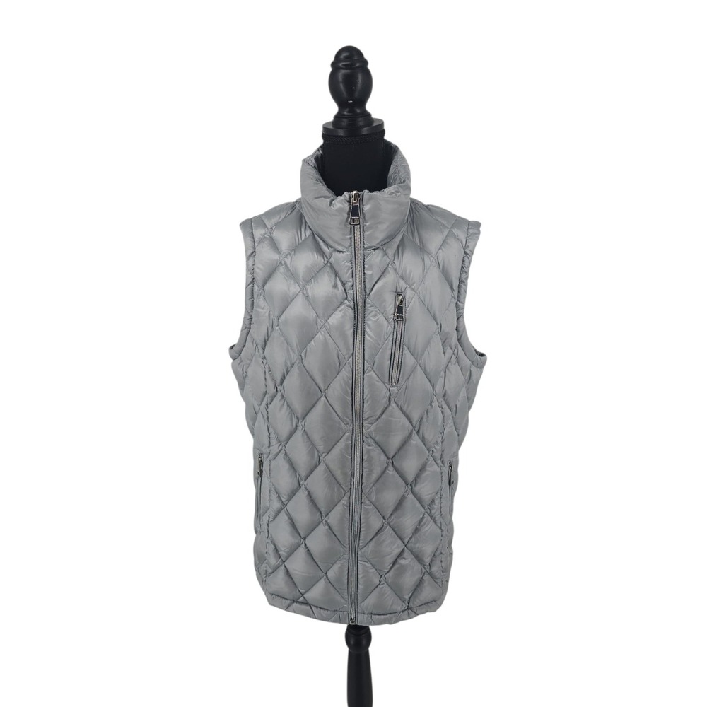 Calvin Klein Women's Gray Silver Quilted Puffer Vest Size XL